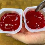 defrosted red jello next to fresh red jello