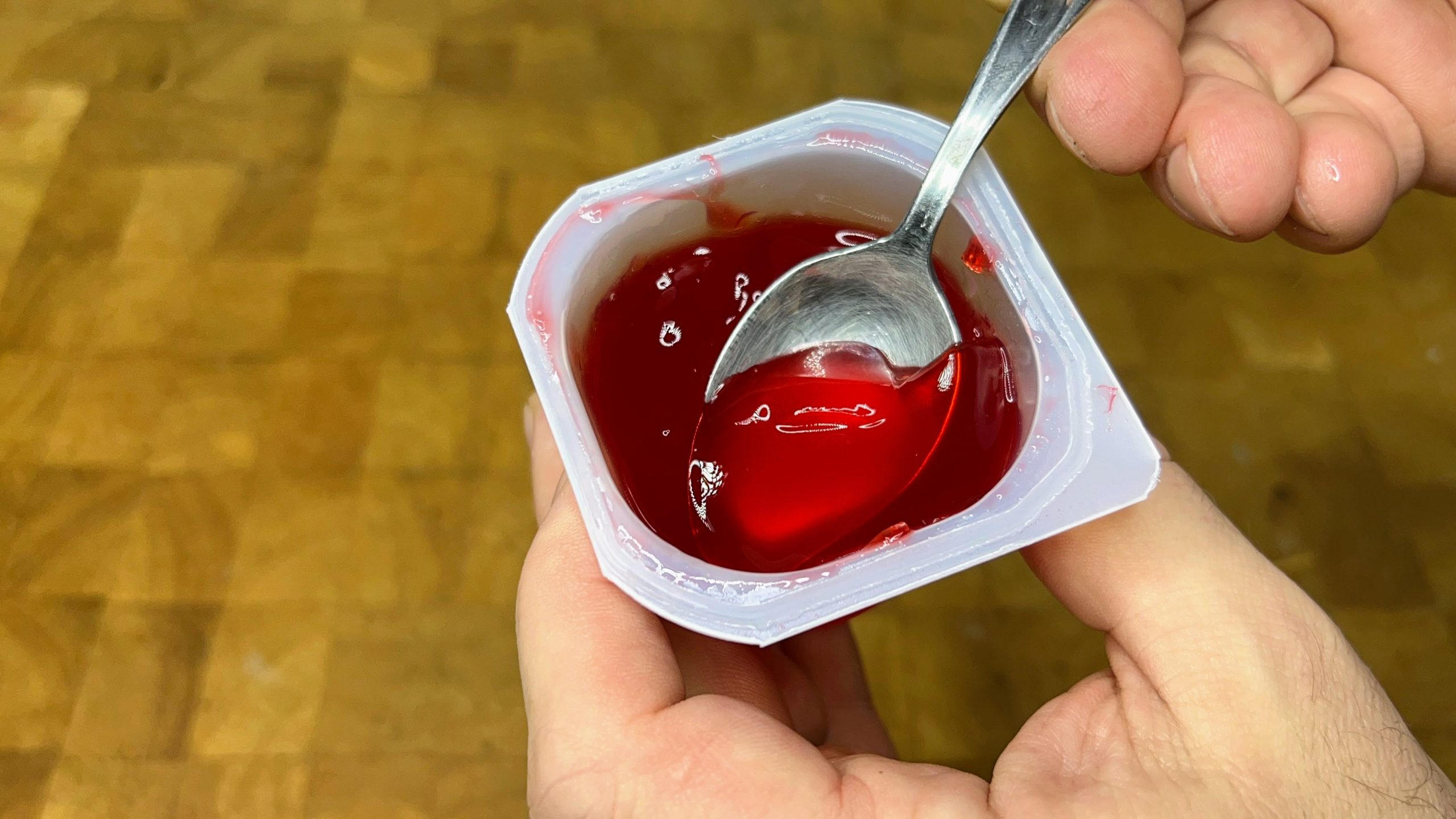 defrosted red jello