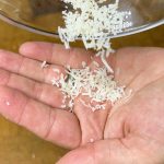 pouring grated parmesan cheese into a hand