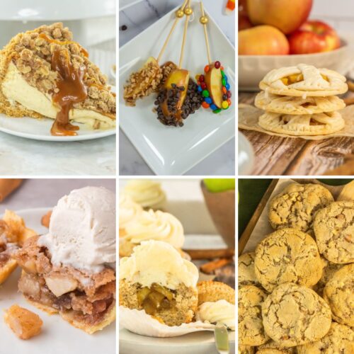 Grid of apple dessert pictures.