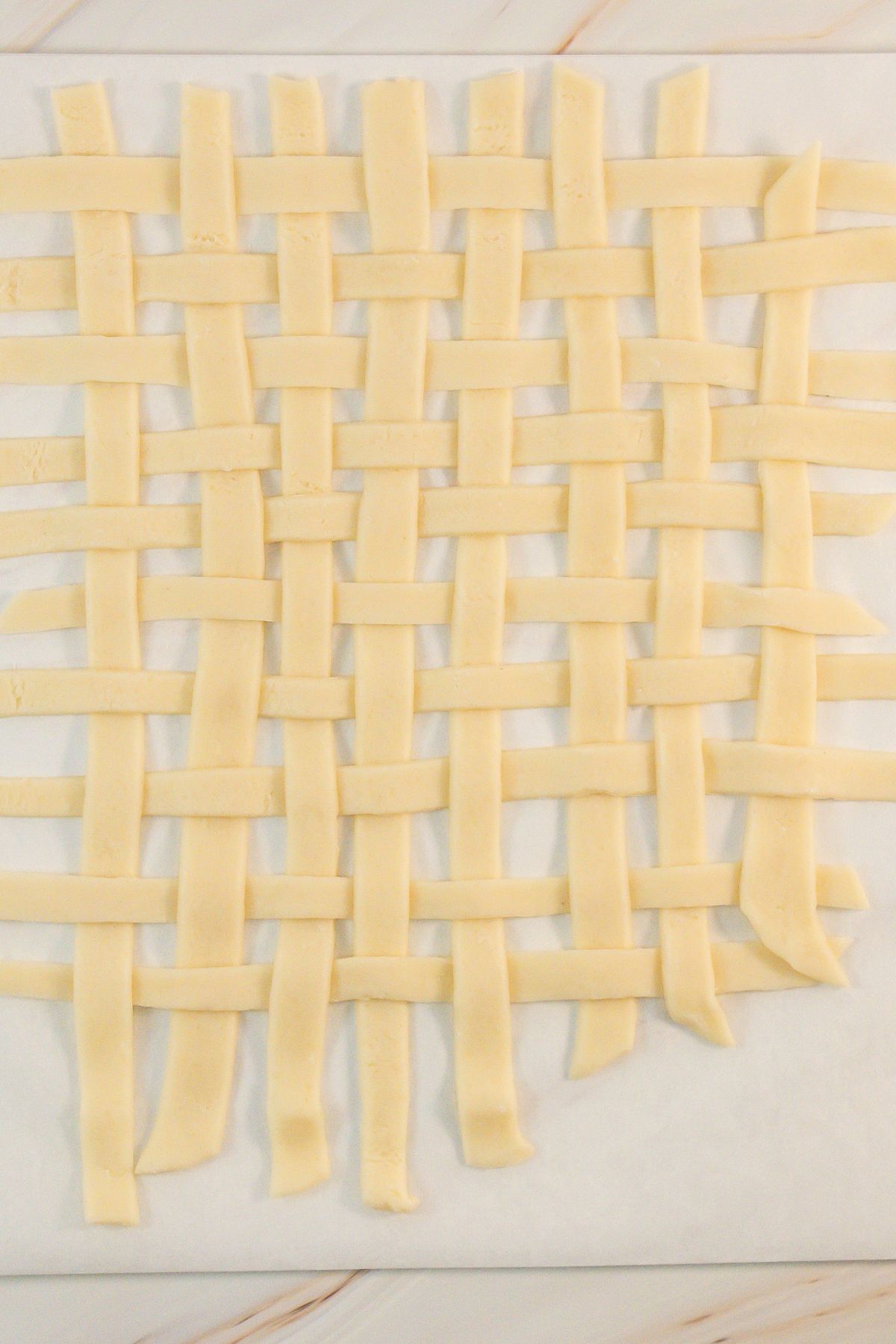 Lattice work pie crust strips.