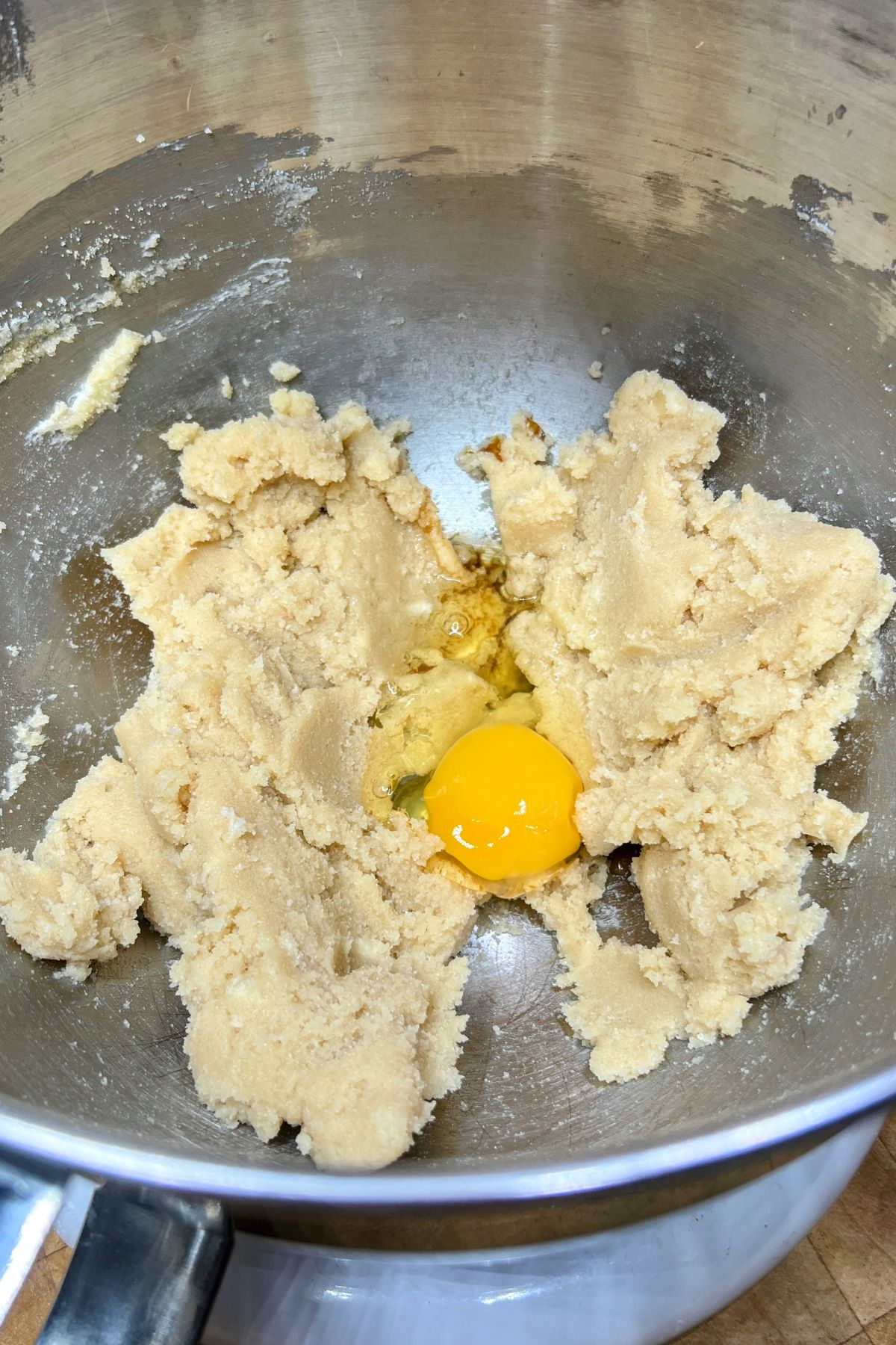 Eggs added to bowl.