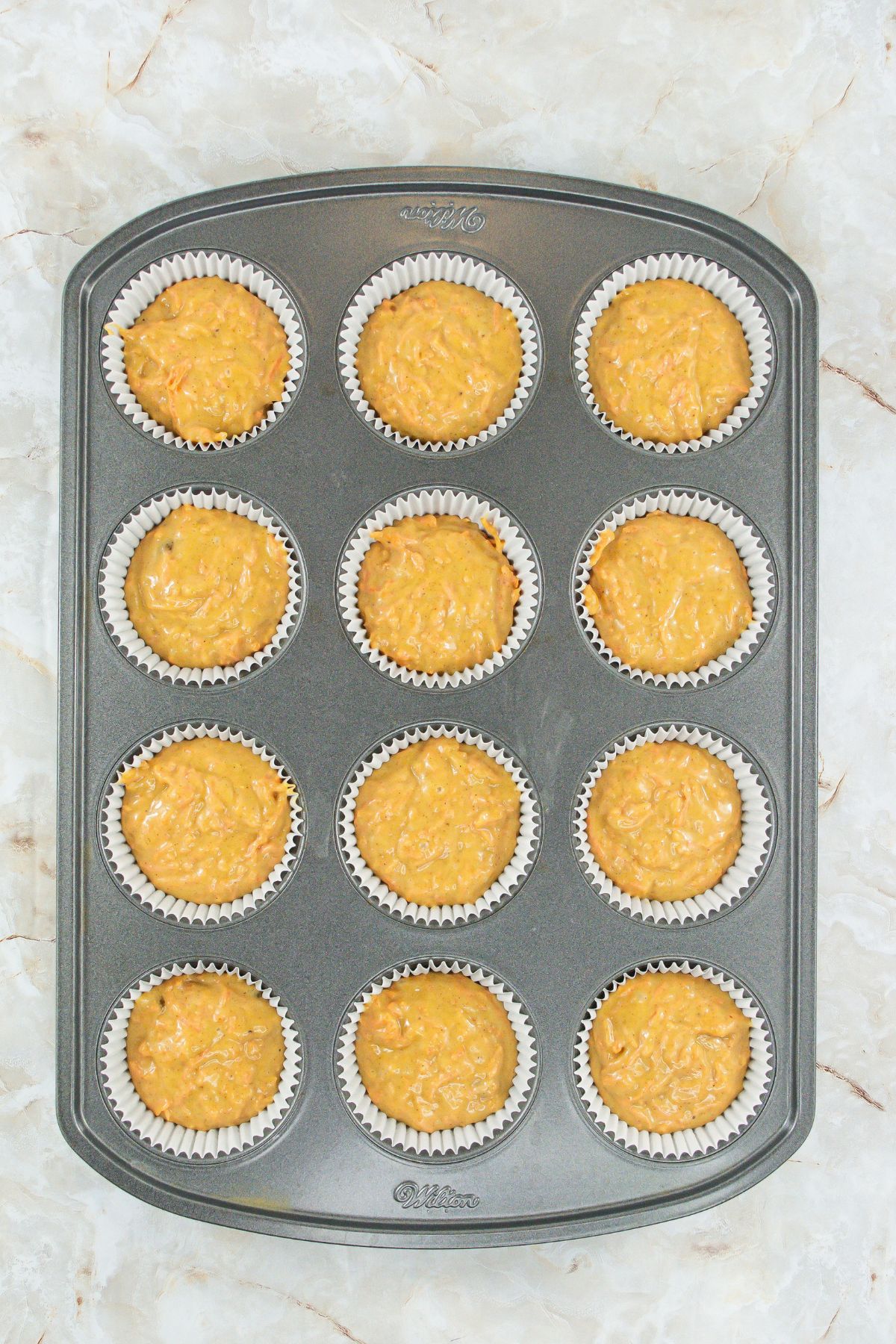 Cupcake batter in liners.