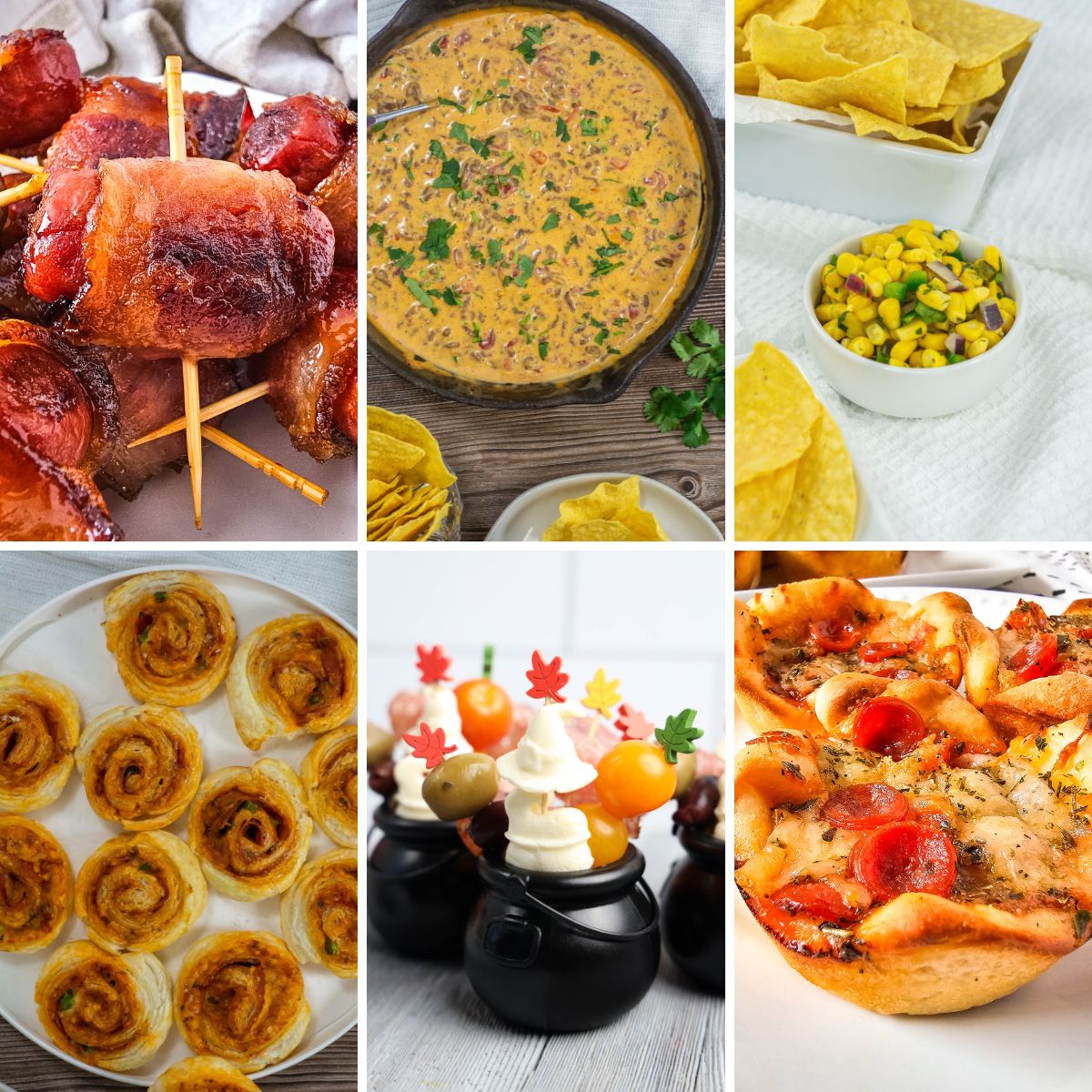 Collage image of fall appetizers.