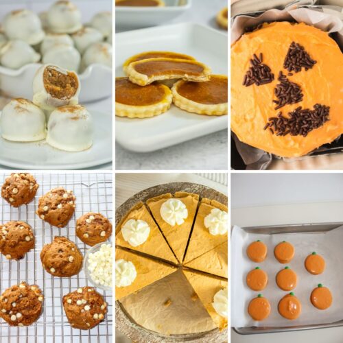 Grid of pumpkin dessert pictures.