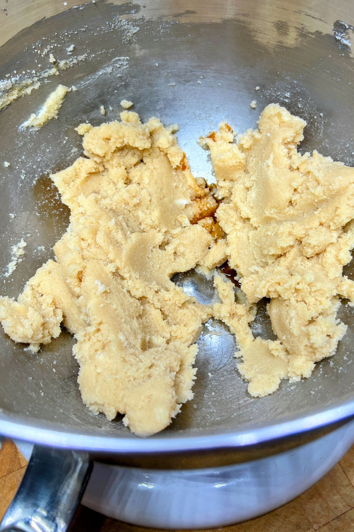 Creamed butter and sugar in bowl.